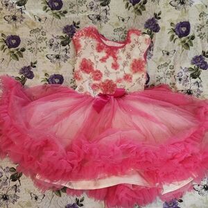 Popatu Pink Floral Kids Formal Dress